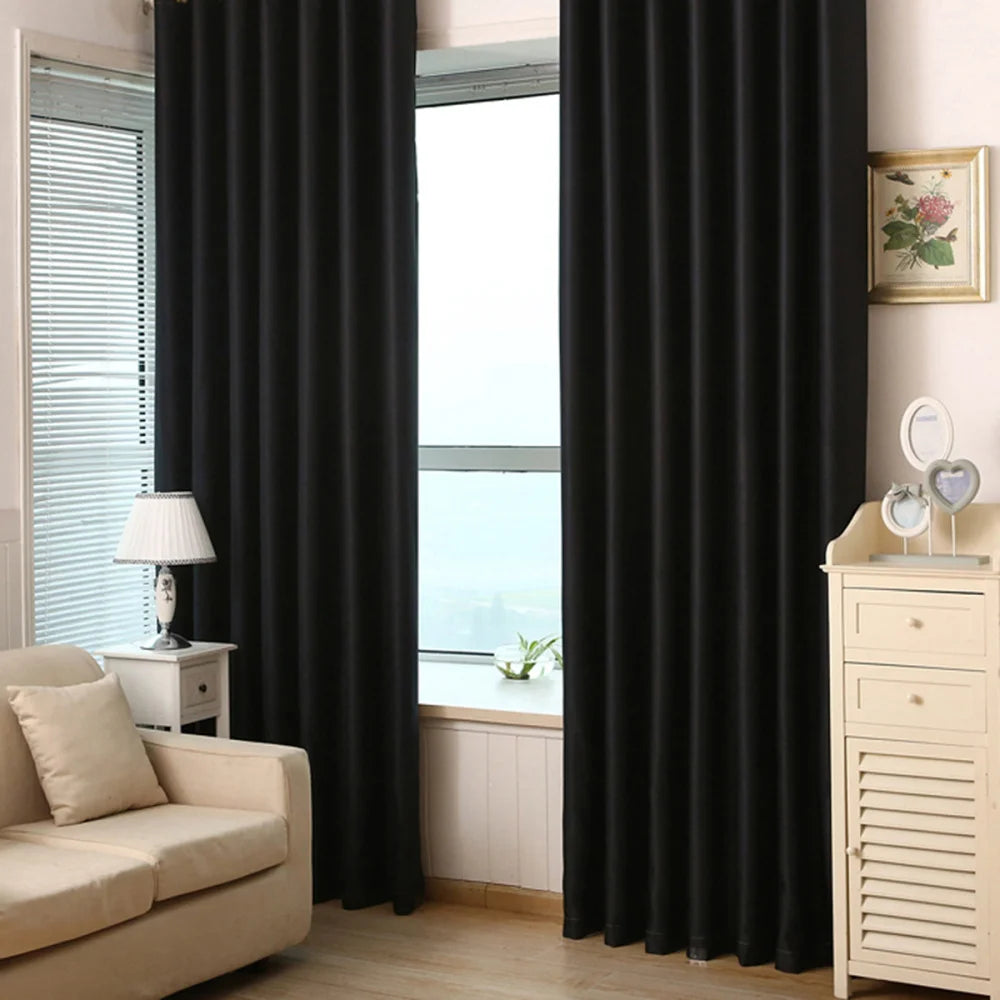 Curtains Black Blackout Long 84 Curtain Out Habitacion Para Cortinas Bedroom Thick Window Blocking Light Darkening Room Drapes