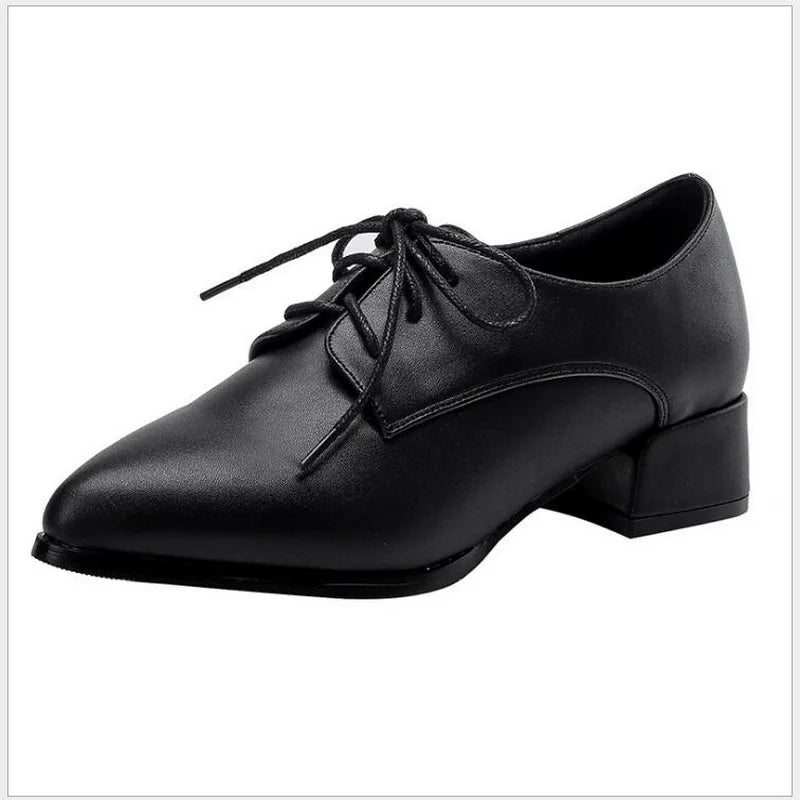 Women's Shoes: Spring Women Dress Shoes Oxford Shoes Formal Work Footwear Black Flats Retro Fashion Single Shoes Microfiber Women Shoes Loafer