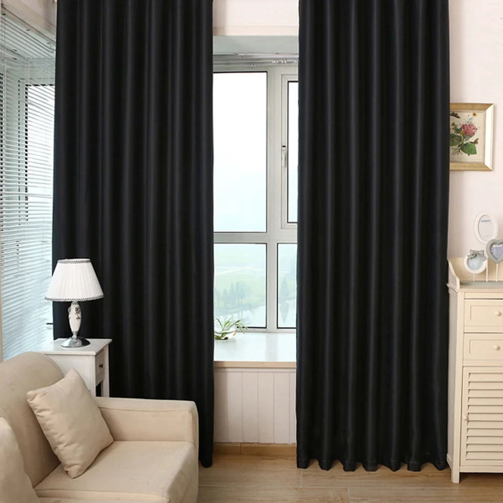 Curtains Black Blackout Long 84 Curtain Out Habitacion Para Cortinas Bedroom Thick Window Blocking Light Darkening Room Drapes