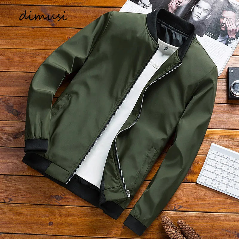 DIMUSI Spring Men's Bomber Jackets Male Outwear Slim Fit Solid Color Coats Fashion Man Streetwear Baseball Jackets Clothing