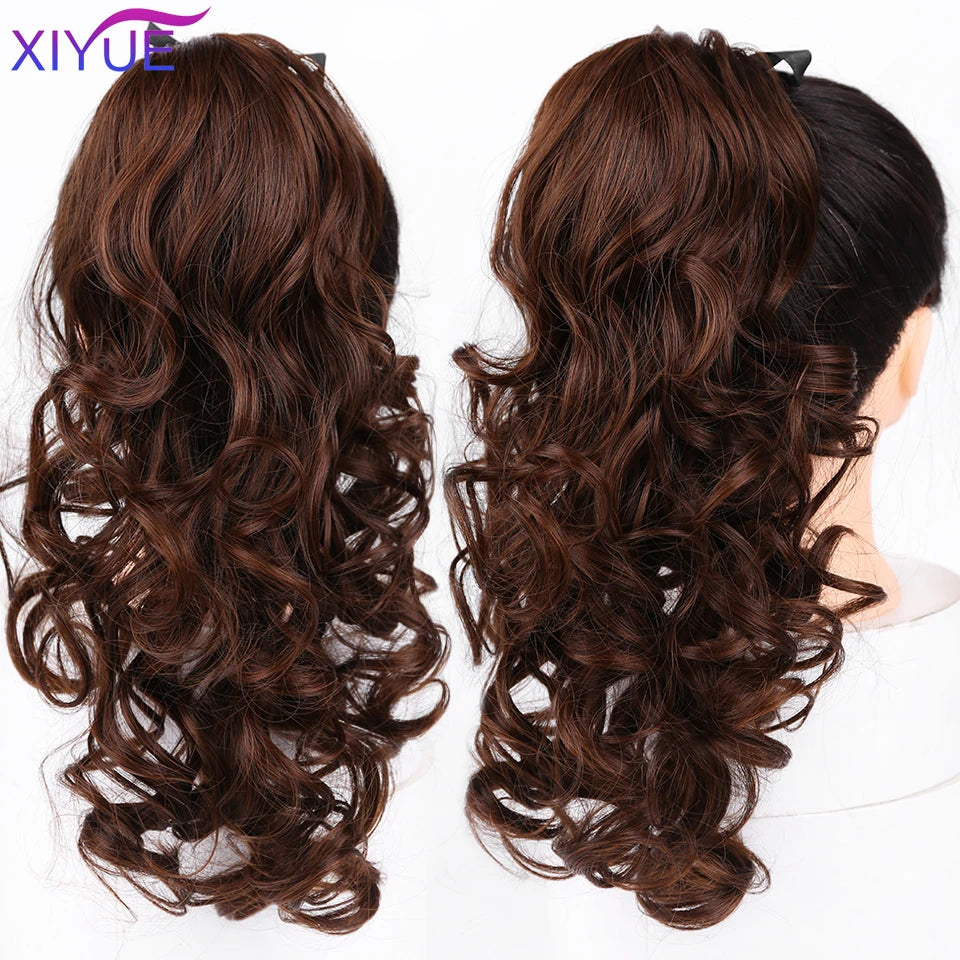 XIYUE Long Water Water Drawstring Ponytail Synthetic Hairpiece Pony Tail Hair Piece For Women Fake Bun Clip In Hair Extension