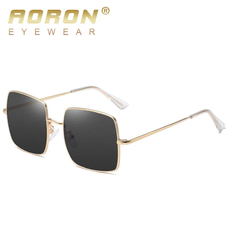 AORON Photochromic Polarized Sunglasses Women Men Fashion Large metal frame Sun Glasses Discoloration Eyewear Anti Glare