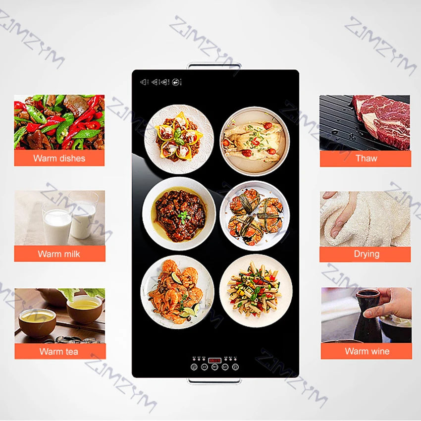 Dining: 300W Intelligent Food Insulation Board Warming Tray Square Warm Cutting Board Heater Household Electronic Food Warming Dish 220V