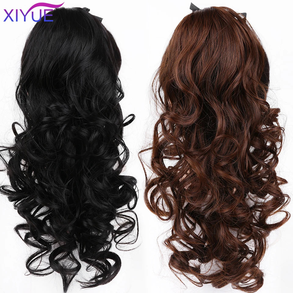 XIYUE Long Water Water Drawstring Ponytail Synthetic Hairpiece Pony Tail Hair Piece For Women Fake Bun Clip In Hair Extension