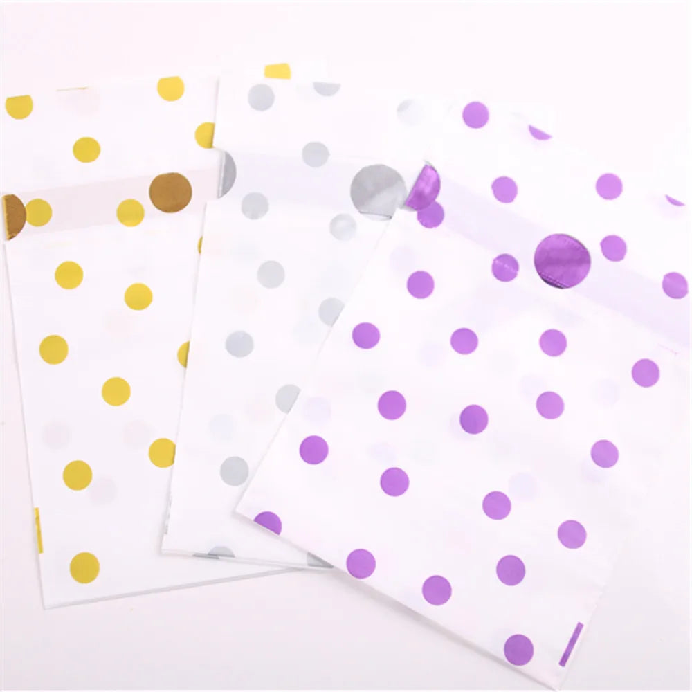 5pcs/lot 12x17cm Plastic Polka Dot Candy Cookie Gift Bag Drawstring Bow Pouch Wedding Birthday Party Christmas Cookies Packaging