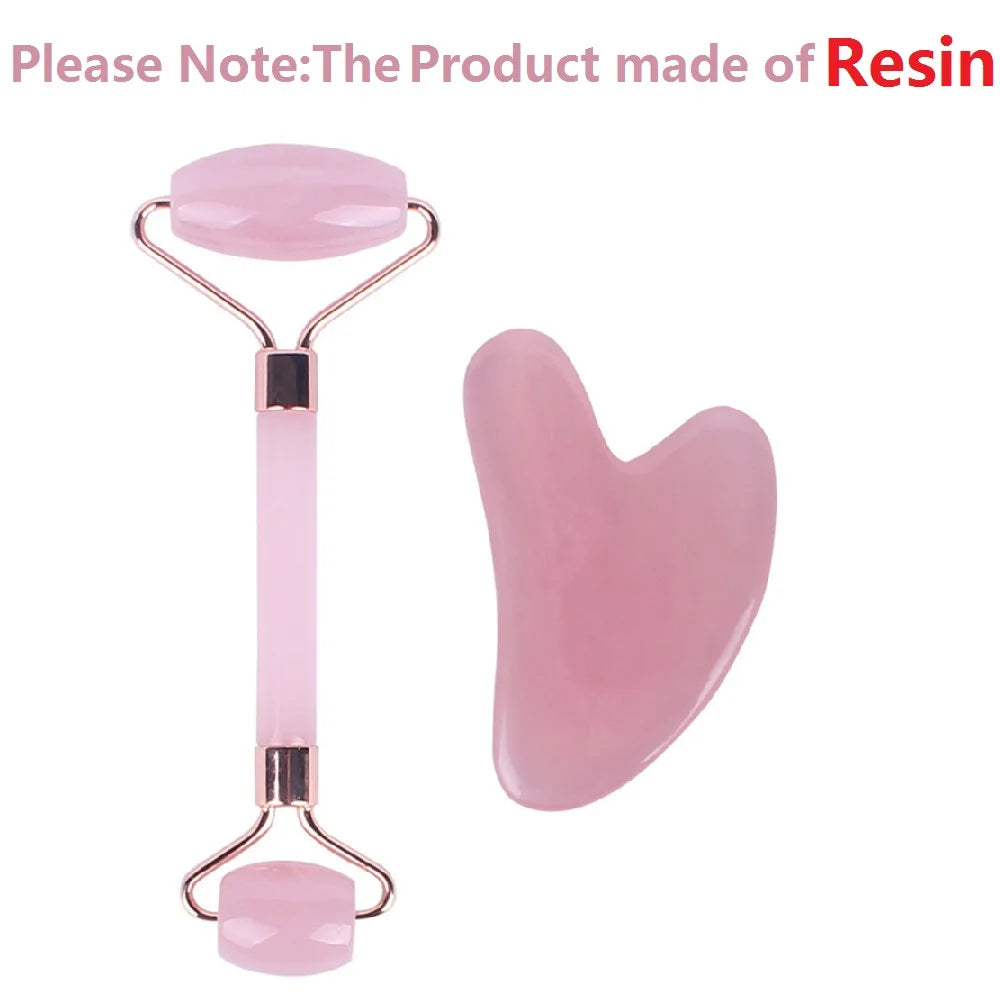 Rose Plastic Guasha Set Facial Roller Stone Board Massager Face Slimming Body Relax Massager Acupuncture Scraper Plate Plastic