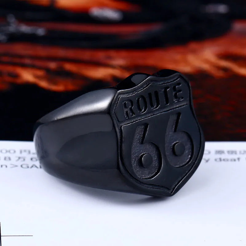 Beier New Store 316L Stainless Steel Ring High Quality USA Biker Road ROUTE 66 Ring For Men Motor Biker Men's Jewelry LLBR8-126R