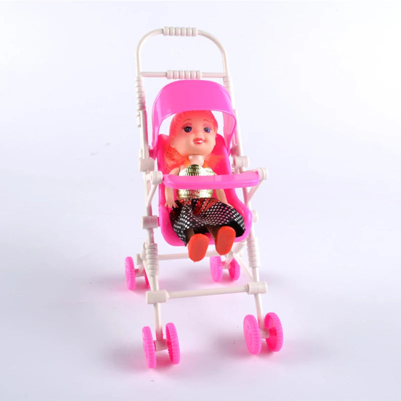 Kelly Doll Set: 1 Set Dolls Accessories Mini DIY Cart with Little Kelly Doll Toys Happy Family Cart Kelly for Dolls Toys for Girls Gifts