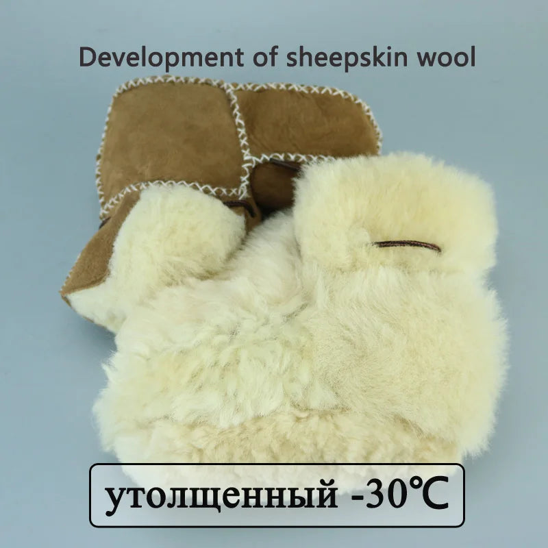 MPPM Winter Baby Shoes Boots Infants Warm Shoes Fur Wool Girls Baby Booties Sheepskin Genuine Leather Boy Baby Boots