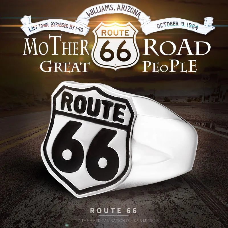 Beier New Store 316L Stainless Steel Ring High Quality USA Biker Road ROUTE 66 Ring For Men Motor Biker Men's Jewelry LLBR8-126R