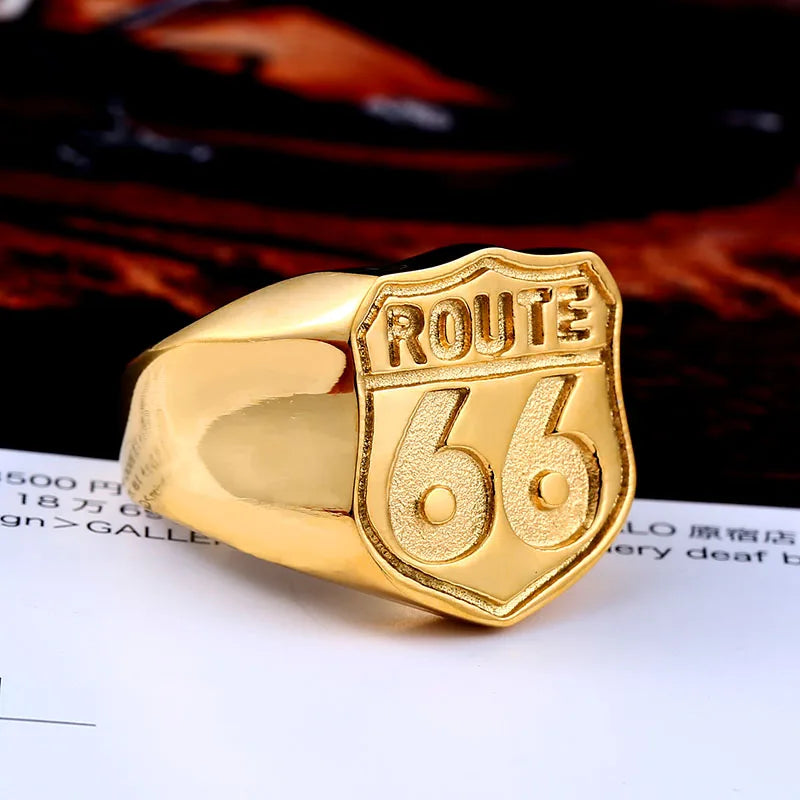 Beier New Store 316L Stainless Steel Ring High Quality USA Biker Road ROUTE 66 Ring For Men Motor Biker Men's Jewelry LLBR8-126R