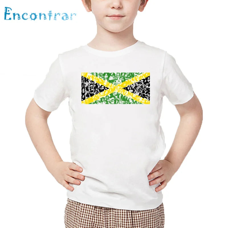 Bob Marley T-Shirt🇯🇲: Kids Jamaica Singer Bob Marley Reggae Rastafari Print T shirt Children Summer White Tops Boys and Girls Casual T-shirt,HKP4118