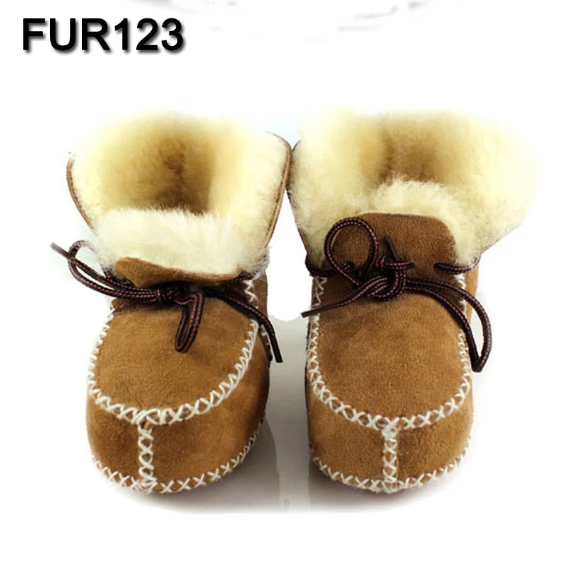 MPPM Winter Baby Shoes Boots Infants Warm Shoes Fur Wool Girls Baby Booties Sheepskin Genuine Leather Boy Baby Boots