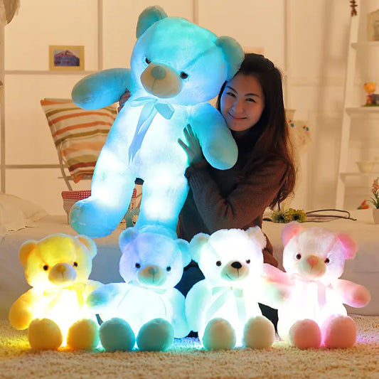 50cm Creative Light Up LED Teddy Bear Stuffed Animals Baby Dolls Plush Kids Toy Colorful Glowing Kawaii Bear Toys For Children