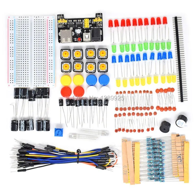 DIY Project Starter Electronic DIY Kit with 400 Tie-points Breadboard for Arduino R3 Electronics Components Kits with Box