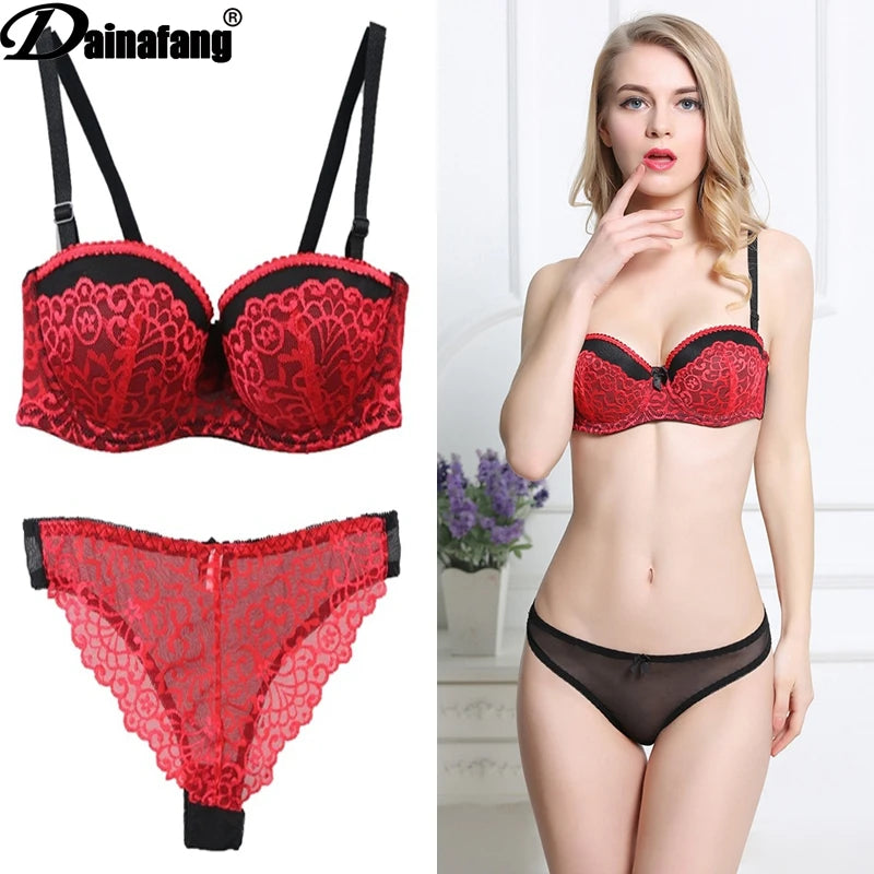 DaiNaFang Brand Wholesale VS New Sexy Bras Sets Push Up Lace V ABC Cup Pink White Female Lingerie Underwear For Girls