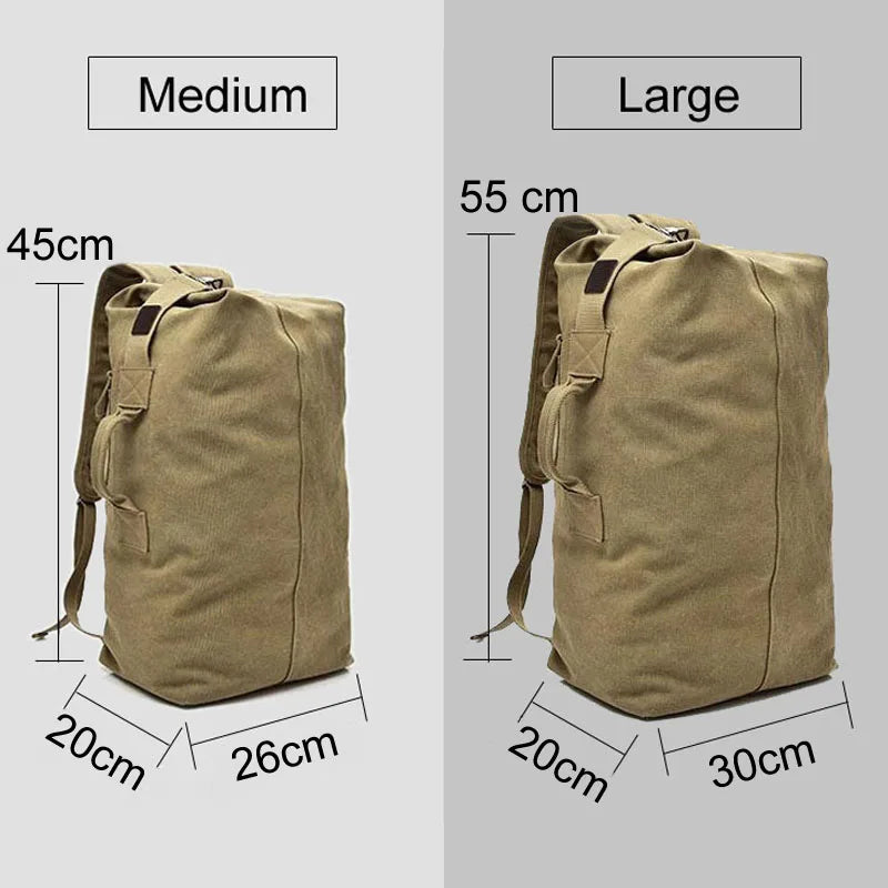 Men's Canvas Backpacks Multi-purpose Bucket Mountaineering Travel Bag Large Shoulder Bags Men Army Trip Foldable Hand Bag XA1934