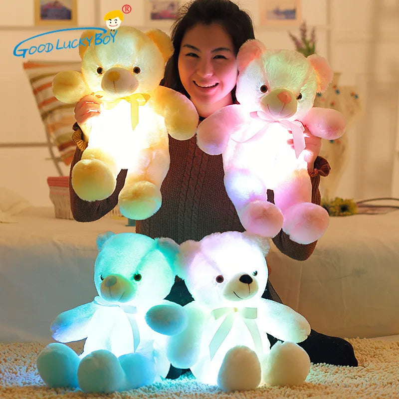 50cm Creative Light Up LED Teddy Bear Stuffed Animals Baby Dolls Plush Kids Toy Colorful Glowing Kawaii Bear Toys For Children