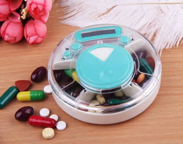 Digital Pill Cases & Splitters Intelligent Timing Medicine Box Electronics Container Case Circular Daily Reminder Alarm Portable