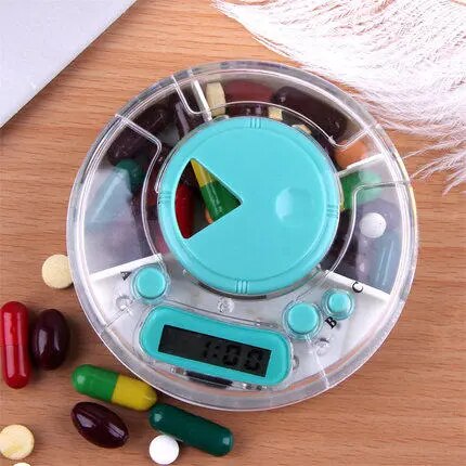 Digital Pill Cases & Splitters Intelligent Timing Medicine Box Electronics Container Case Circular Daily Reminder Alarm Portable