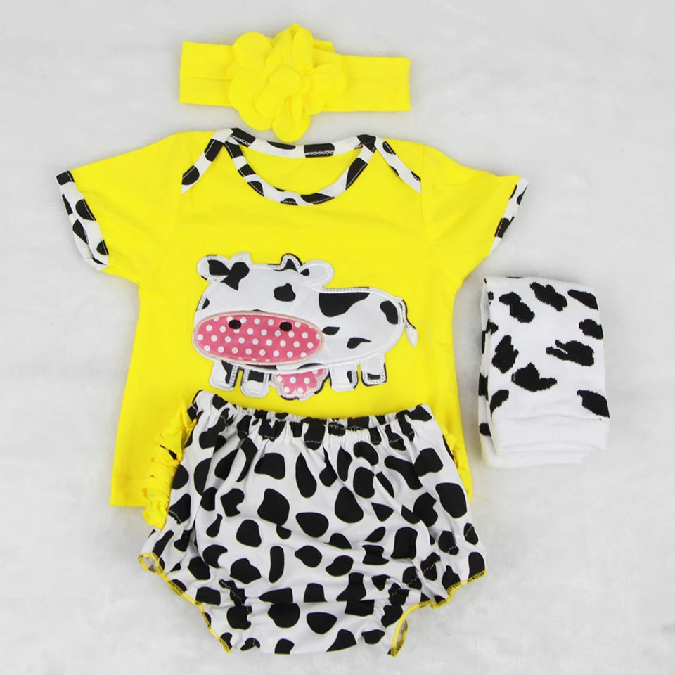 Attractive Baby Dolls Clothes 4 pcs Suit Design For 22 or 23 inch Reborn Dolls Wear Pink and Yellow can Choose Doll Accessories