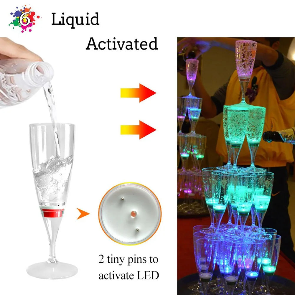 Decoration Lights: LED Wine Glass Champagne Glass Water Liquid Activated Flash Light Glass Party Bar Christmas Vase New Year Decoration Lights