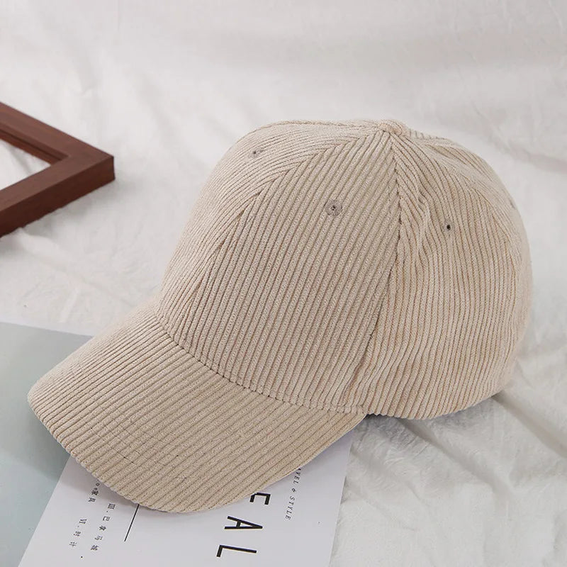 Flair Unisex Baseball Cap: Men Corduroy Baseball Cap Women Spring Summer Embroidery Baseball Hat Men Outdoor Adjustable Sun Hat Vacation Casquette Gorras