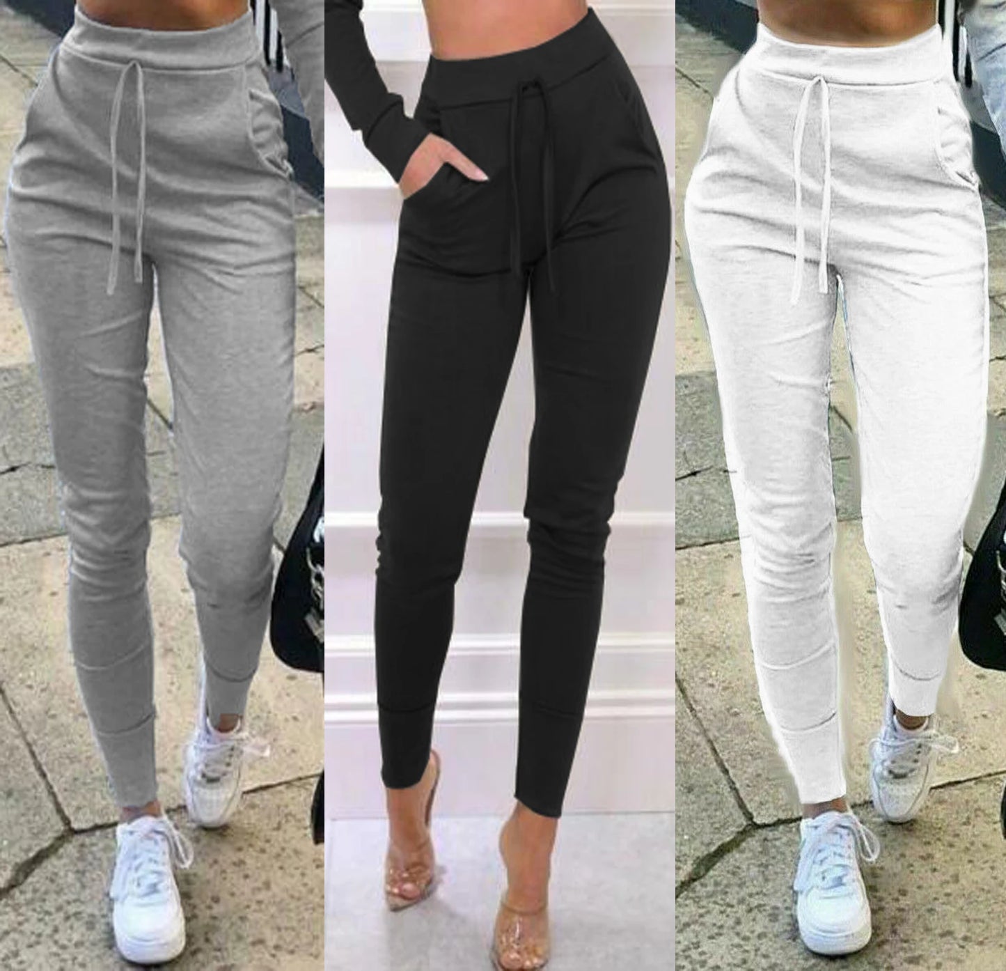 Diana Slim Fit Joggers Pants: New Women High Waist Lace-up Pants Solid Color Joggers Sweatpants Fashion Ladies Slim Fit Pencil Trousers Streetwear