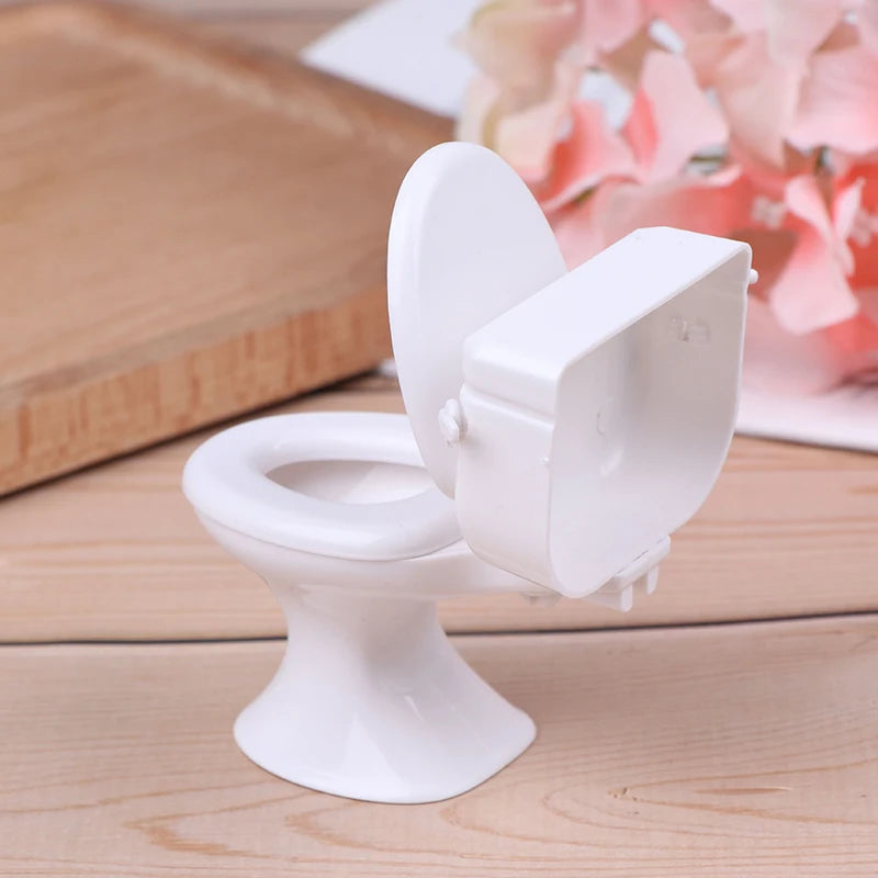 Dollhouse Furniture Vintage Bathroom Toilet Miniature Toys Dolls Accessories Baby Pretend Toys Dolls Accessories