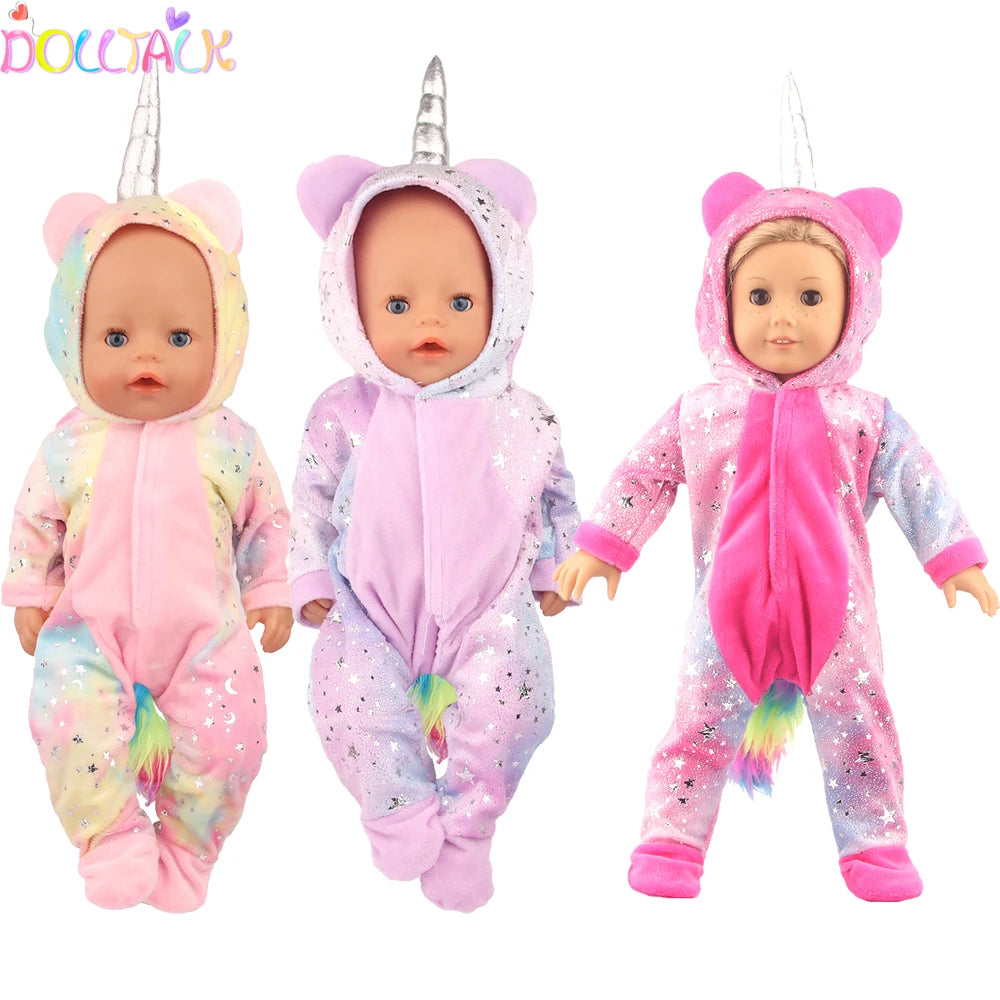 Cute Animal Doll Clothes Rompers Suit Outfit For American 18 Inch Girl&43cm New Baby Born Doll Our Generation Dolls Garment Toy