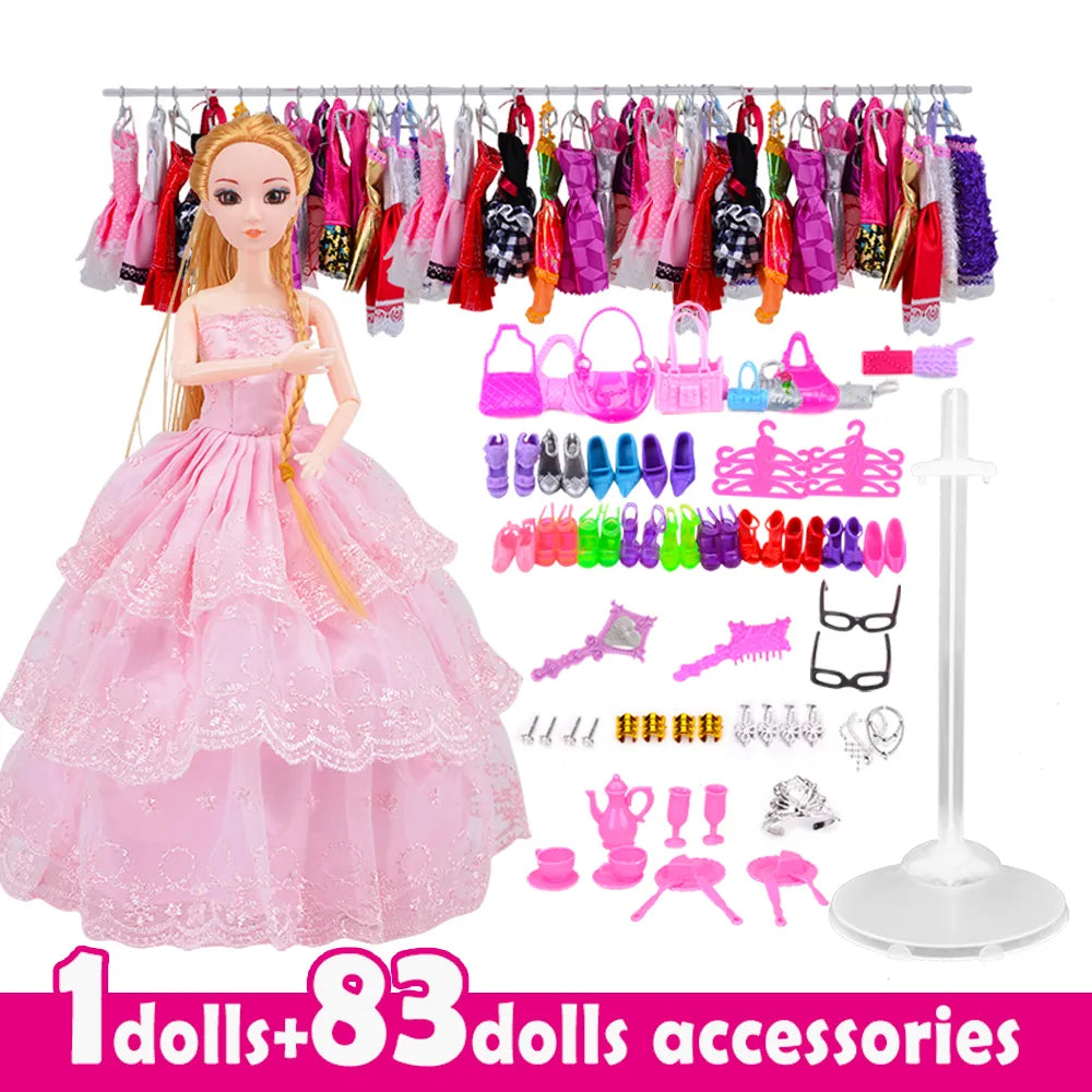 Doll With 83 Accessories DIY Dressup Toys For Girls Fashionista Ultimate Fashion Princess Dolls Set