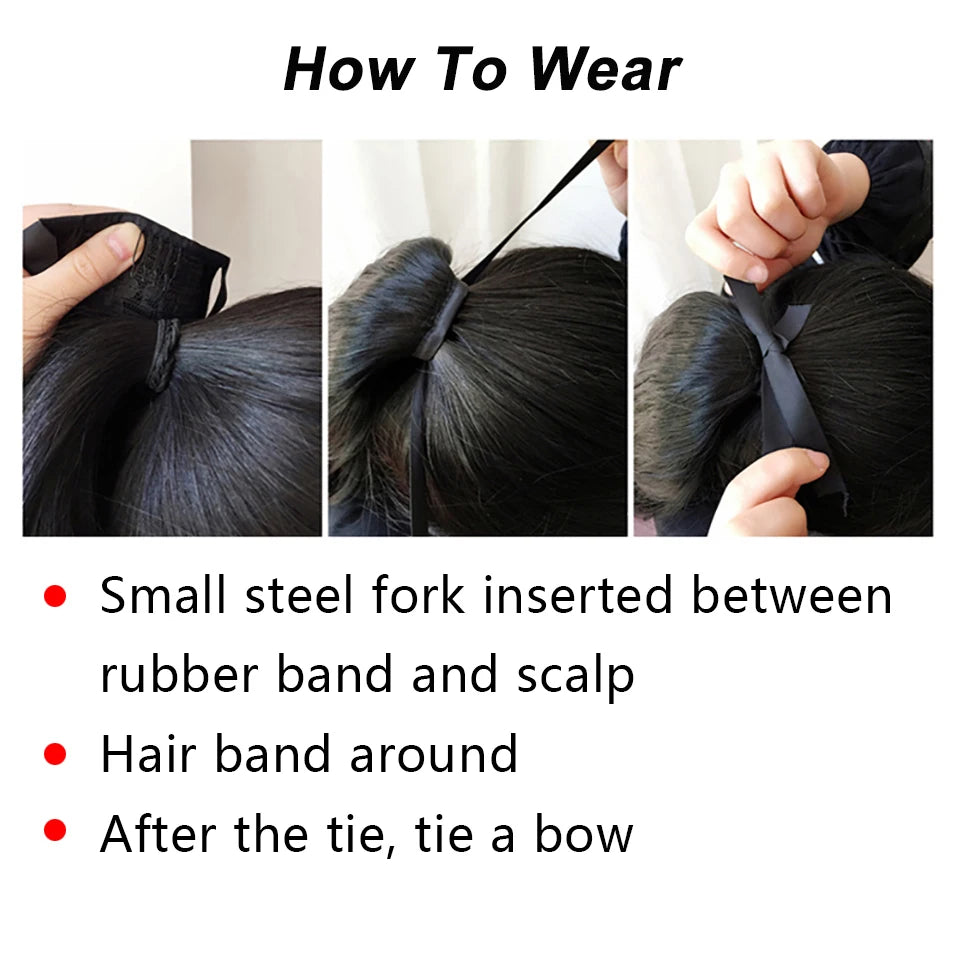 XIYUE Long Water Water Drawstring Ponytail Synthetic Hairpiece Pony Tail Hair Piece For Women Fake Bun Clip In Hair Extension