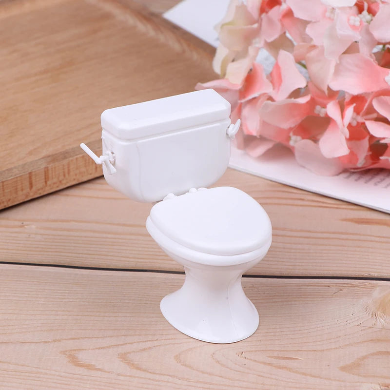 Dollhouse Furniture Vintage Bathroom Toilet Miniature Toys Dolls Accessories Baby Pretend Toys Dolls Accessories