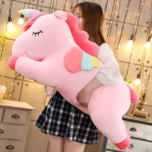 25-100cmKawaii Giant Unicorn Plush Toy Soft Stuffed Unicorn Soft Dolls Animal Horse Toys For Children Girl Pillow Birthday Gifts