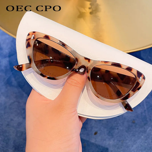 OEC CPO Vintage Punk Sunglasses Women Small Frames  Cat Eye Sunglasses Ladies Retro Brand Design Eyeglass Female Shades Glasses