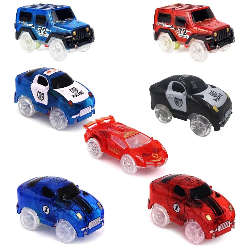 Electronics Glow Racing Track LED Car Toys Flashing Lights Boys Birthday Gift Kids Toy Play with Track Together