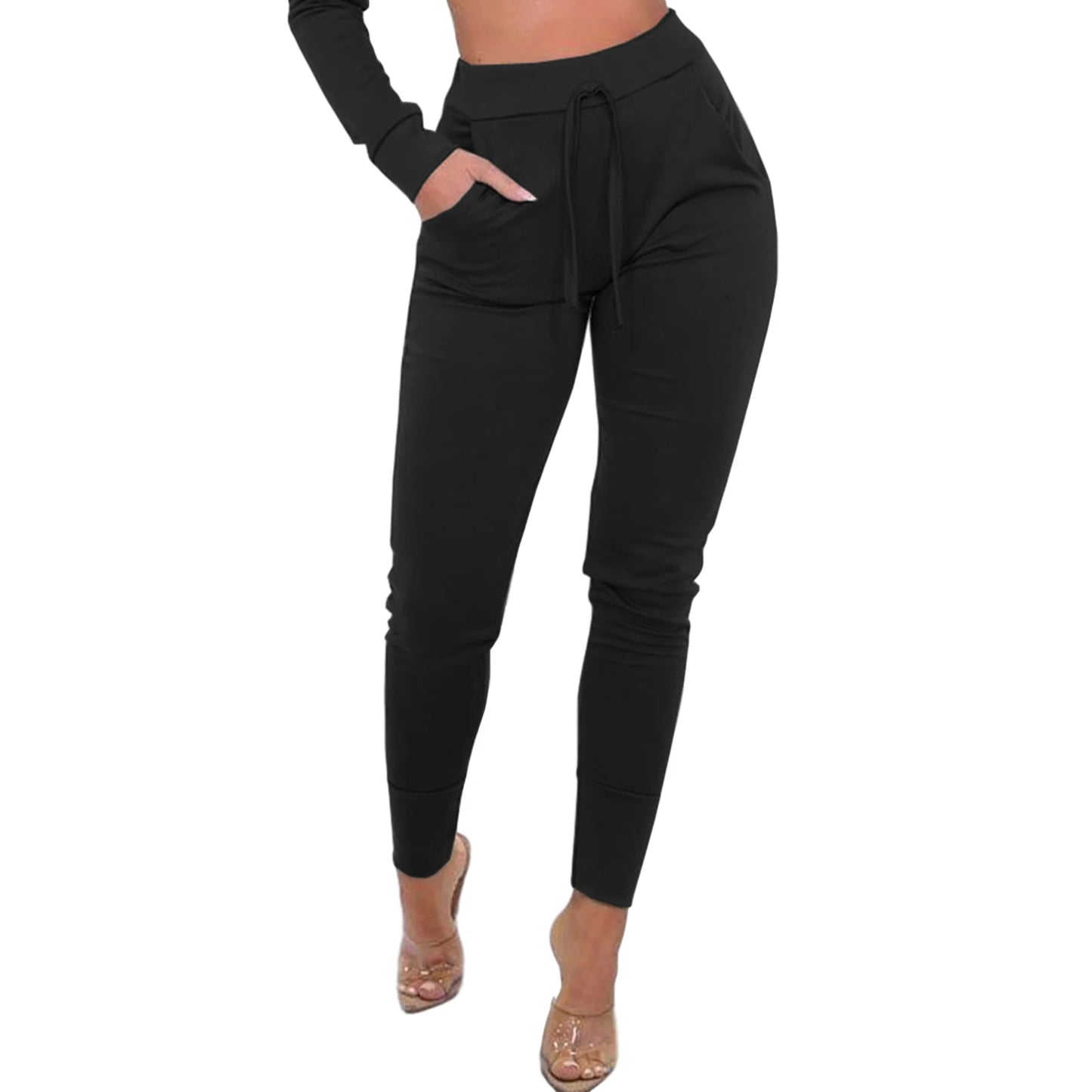 Diana Slim Fit Joggers Pants: New Women High Waist Lace-up Pants Solid Color Joggers Sweatpants Fashion Ladies Slim Fit Pencil Trousers Streetwear