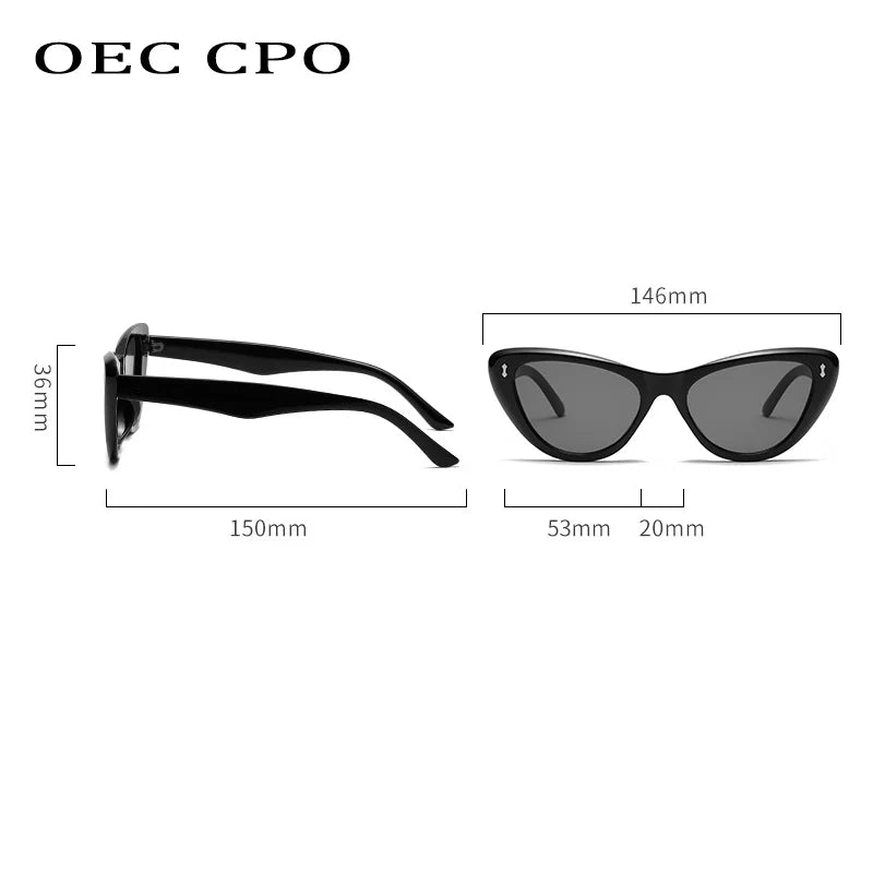 OEC CPO Vintage Punk Sunglasses Women Small Frames  Cat Eye Sunglasses Ladies Retro Brand Design Eyeglass Female Shades Glasses