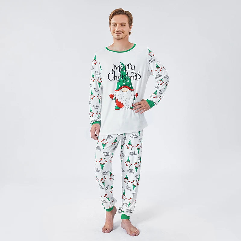 Christmas Family Pajamas Matching Set Santa Claus Print Long Sleeve Tops and Pants Sleepwear Soft Nightwear