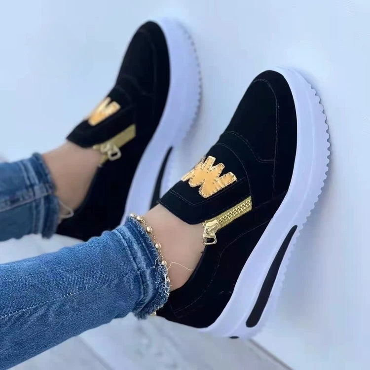 2023 New Fashion Women Casual Sneakers M Printed Side Zipper Platform Plus Size Vulcanized Shoes Comfort Plataforma Feminino