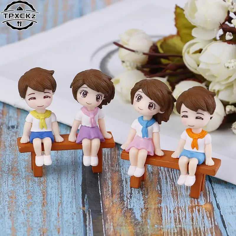 2pcs/3pcs DIY Mini Stool Couples Dolls Fairy Garden Miniatures Decor Dollhouse/Terrarium Action Figures Figurine Micro Landscape