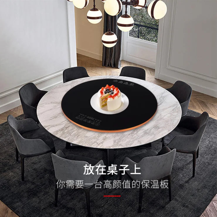 Dining: Turntable Multi-Functional Round Food Insulation Board Dishes Warming Keeping Plate Electric Heating