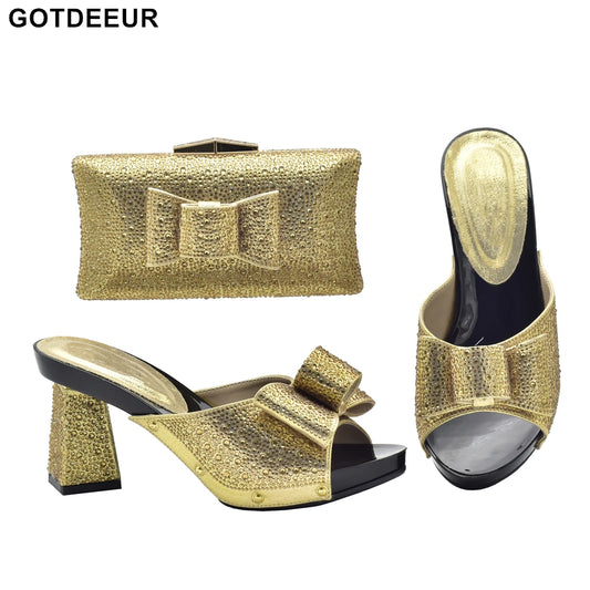 New Arrival Shoes and Bags Italian Shoes with Matching Bag for Wedding Ladies African Women Matching Italian Shoe and Bag Sets