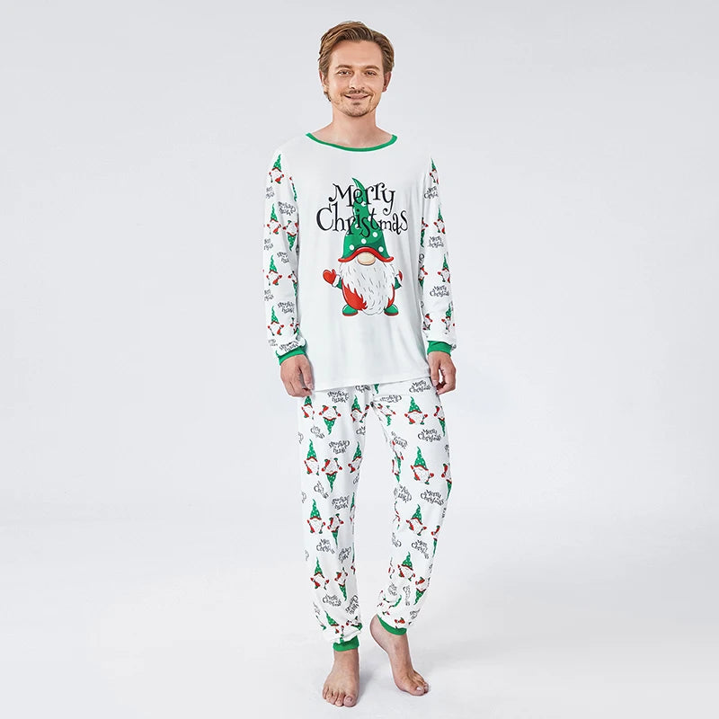 Christmas Family Pajamas Matching Set Santa Claus Print Long Sleeve Tops and Pants Sleepwear Soft Nightwear