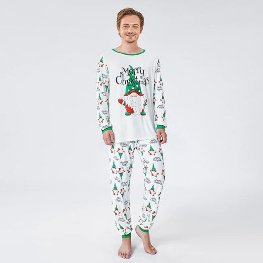 Christmas Family Pajamas Matching Set Santa Claus Print Long Sleeve Tops and Pants Sleepwear Soft Nightwear