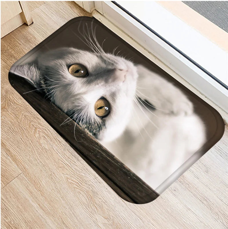 Cute Cat Animals Pattern Anti-Slip Suede Carpet Door Mat Doormat Outdoor Kitchen Living Room Floor Mat Rug Home Decor 48306