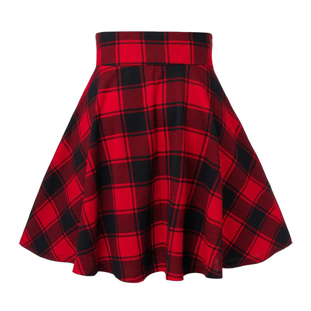 Kim Short Skirt: High Waisted Short Skirt Women Plaid Pleated Spring Sexy Plaid Printing Casual Plaid Skirt Women's Skirt Hoop Skirt