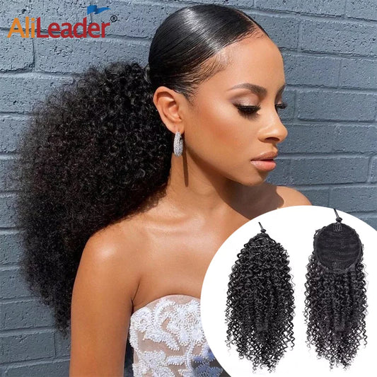 Puff Drawstring Ponytail Afro Kinky Curly Ponytail Hair Extension Ombre Synthetic Clip In Pony Tail Extension 9/13.5Inch Pontail