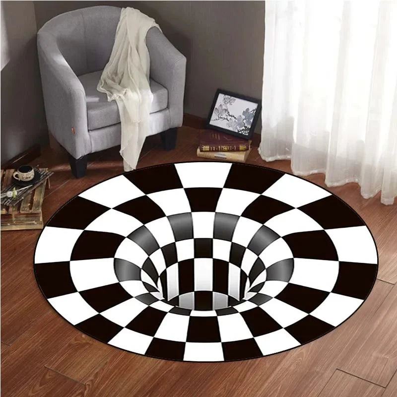 Rug-Vortex(SWIRL): Swirl Round Mat Toy Mat Round Rug Area Mat Vision Rug For Living Room Bottomless Hole Optical Illusion Home Decor Rug