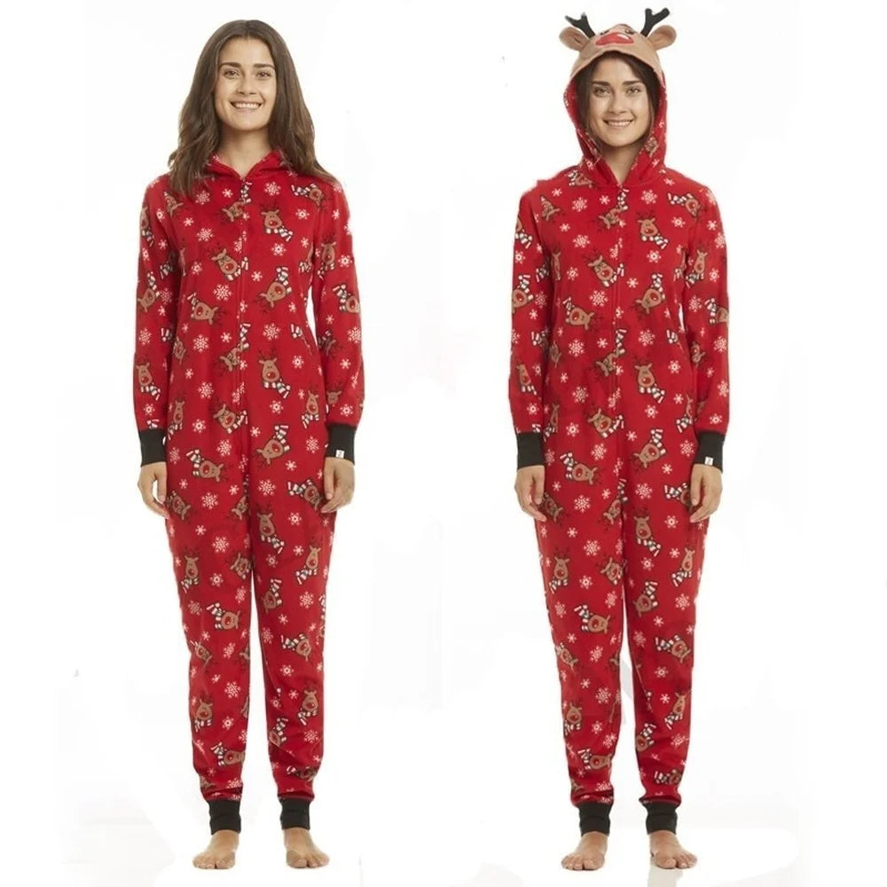 Family Matching Outfits Christmas Family Pajamas Set Adult Women Men Kid Long Sleeve Hooded Sleepwear